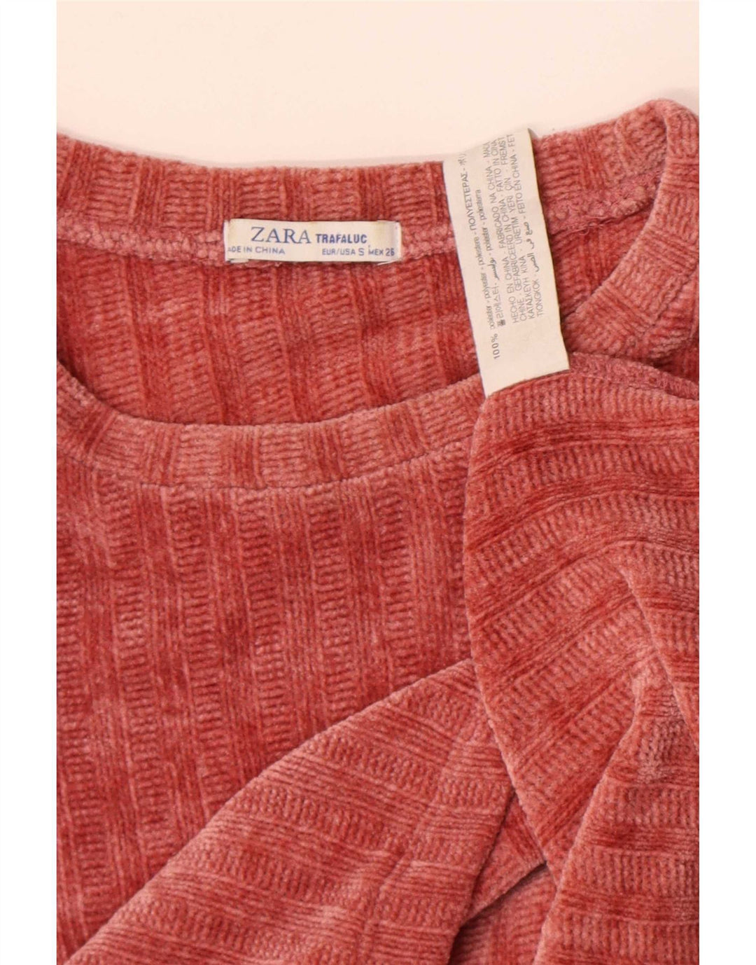 Damska bluzka welurowa Zara Top UK 10 Small Red Polyester