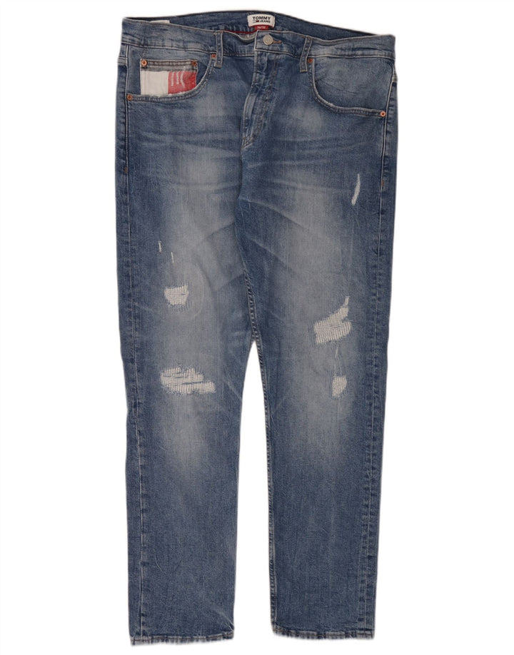 Męskie dżinsy Tommy Hilfiger w trudnej sytuacji W36 L32 Niebieska bawełna