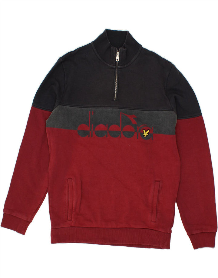 Męski sweter DIADORA z grafiką i zamkiem błyskawicznym, mały, czerwony, z blokami kolorów