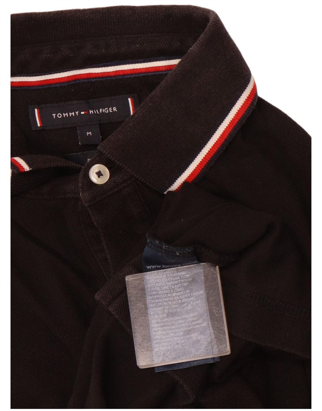 Męska koszulka polo slim fit TOMMY HILFIGER, średnia czarna, bawełniana
