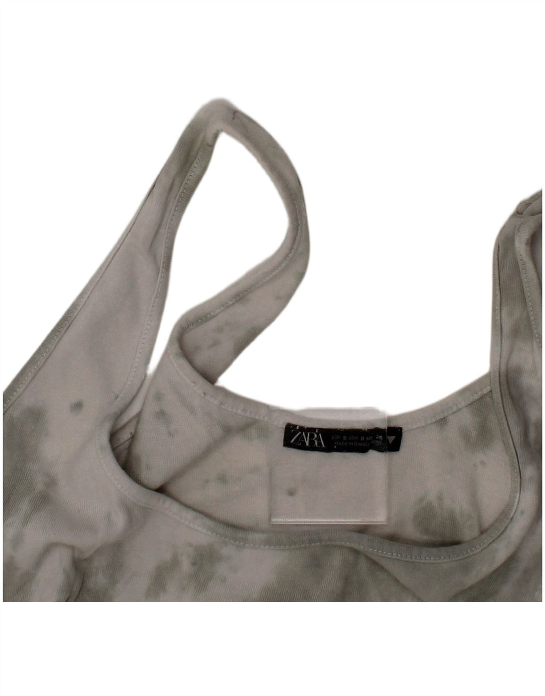 Damski krótki top Zara Bralette, mały, szary, bawełniany Tie Dye