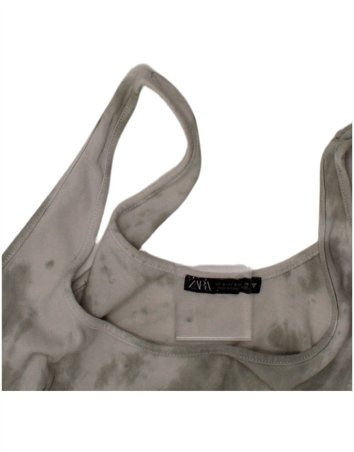 Damski krótki top Zara Bralette, mały, szary, bawełniany Tie Dye