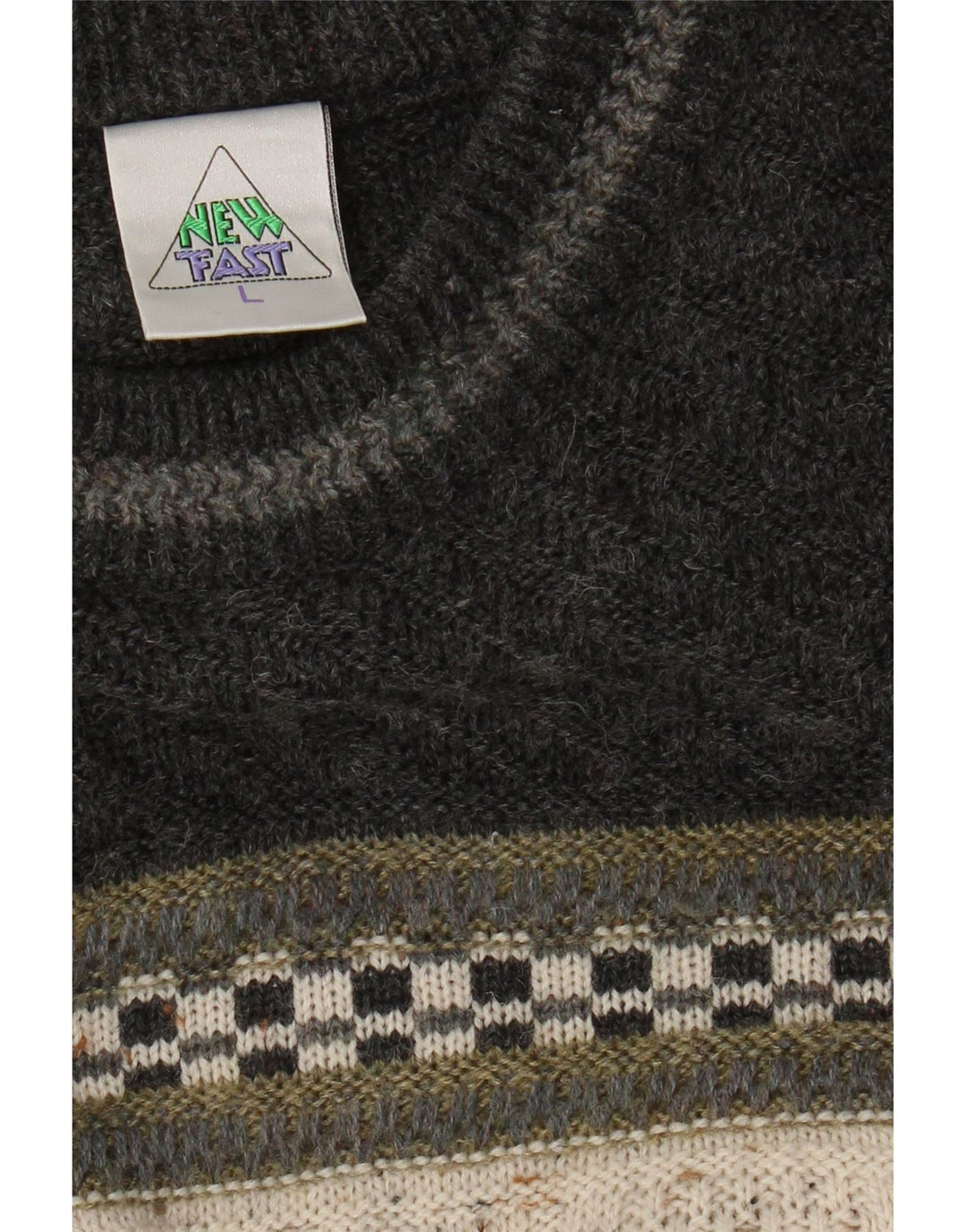 Nowy szybki męski sweter z wycięciem pod szyją, duży, beżowy, akrylowy blok kolorów