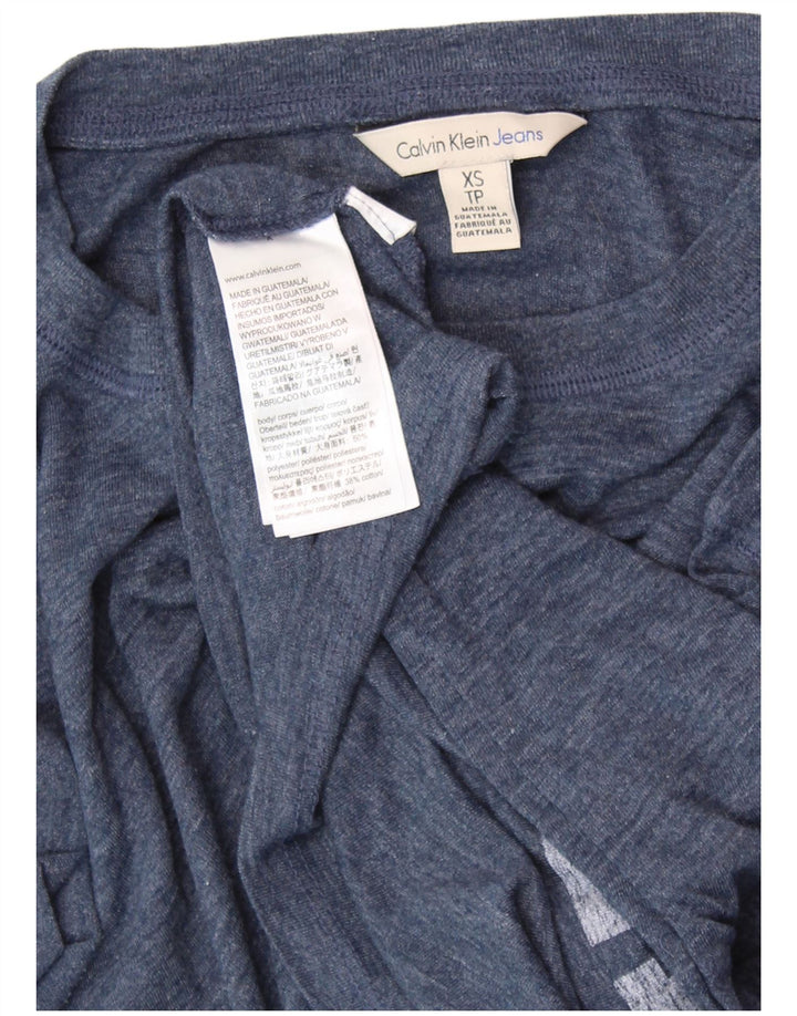 Damski T-shirt z grafiką CALVIN KLEIN JEANS Top UK 6 XS Granatowy nakrapiany