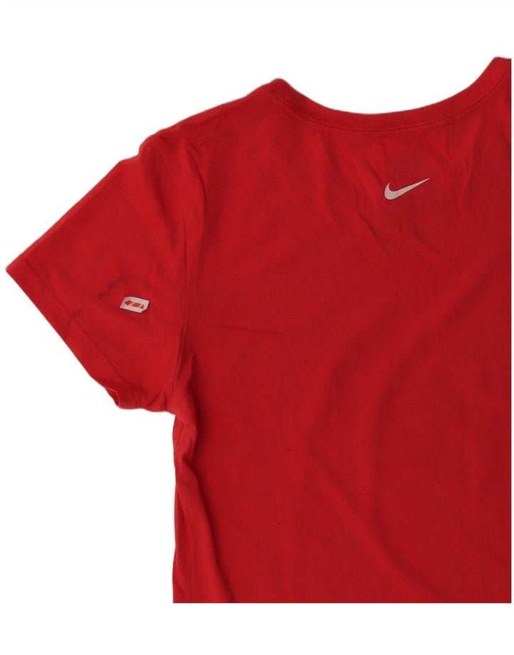 Damski T-shirt NIKE Slim Fit Graphic Top UK 12 Średni Czerwony