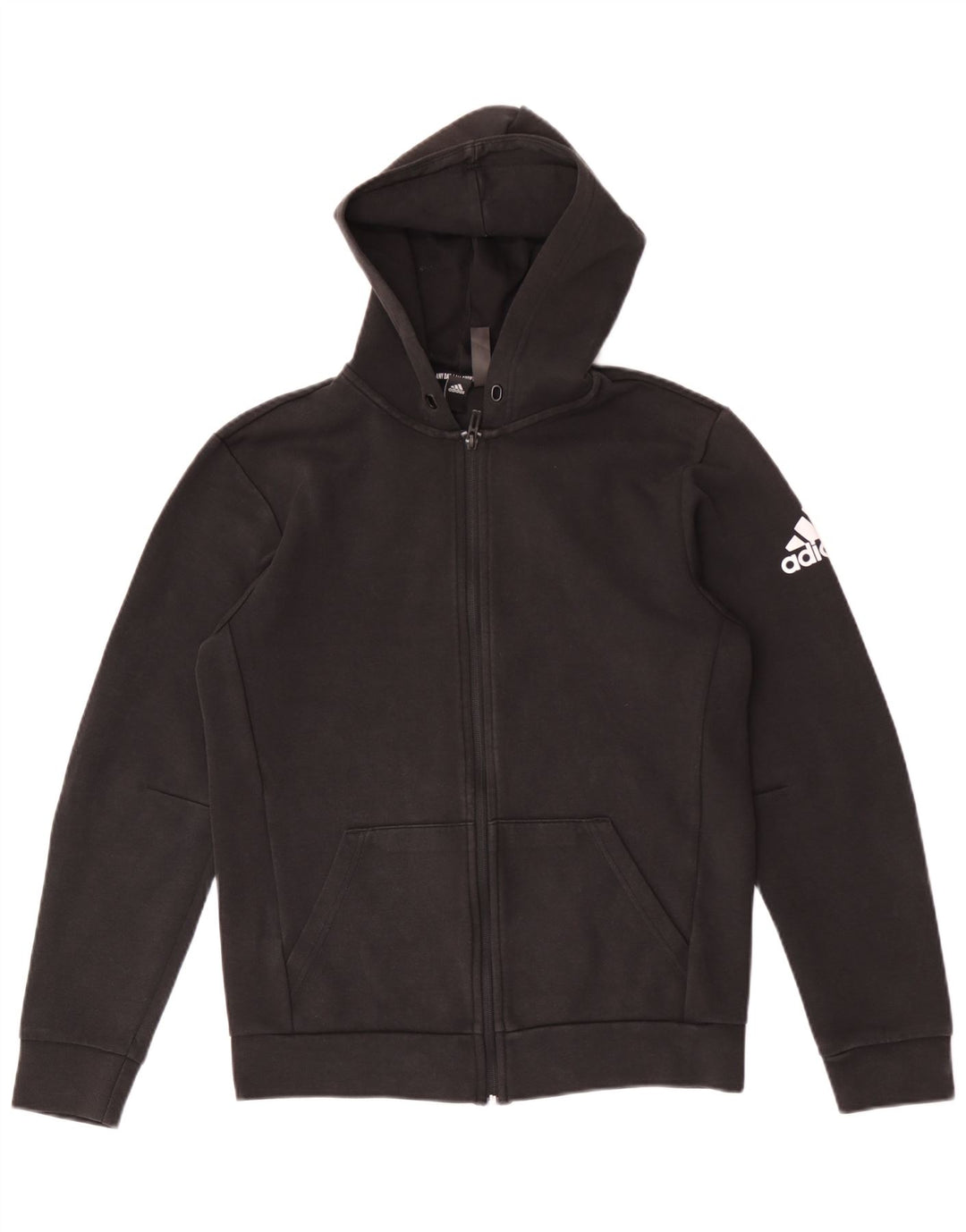 Adidas Męski sweter z kapturem i zamkiem błyskawicznym, mały, czarny, bawełniany