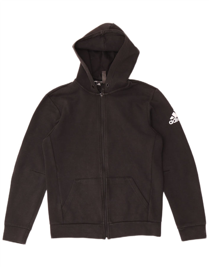 Adidas Męski sweter z kapturem i zamkiem błyskawicznym, mały, czarny, bawełniany