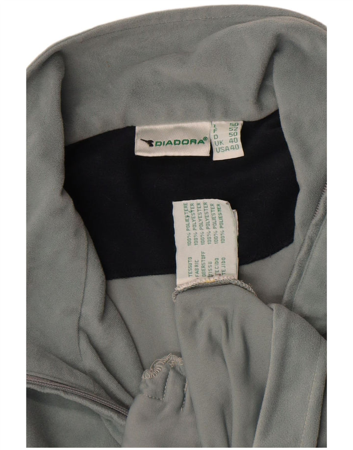 Męska welurowa kurtka dresowa Diadora UK 40, duża, szary poliester
