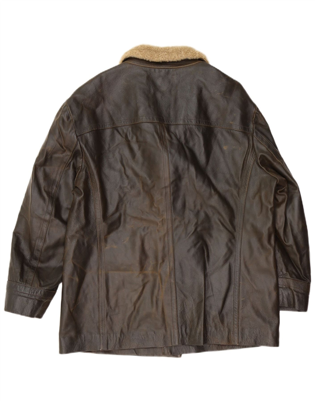 LAVORAZIONE ARTIGIANALE Męska kurtka skórzana UK 40 Duża brązowa skóra