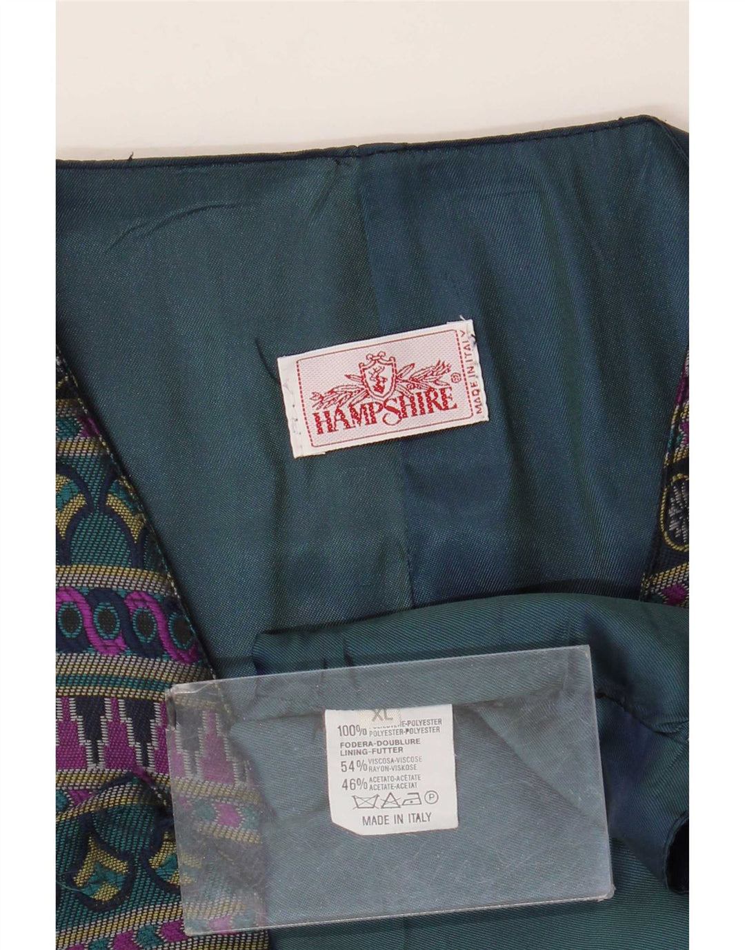Vintage męska kamizelka XL granatowa geometryczna poliester