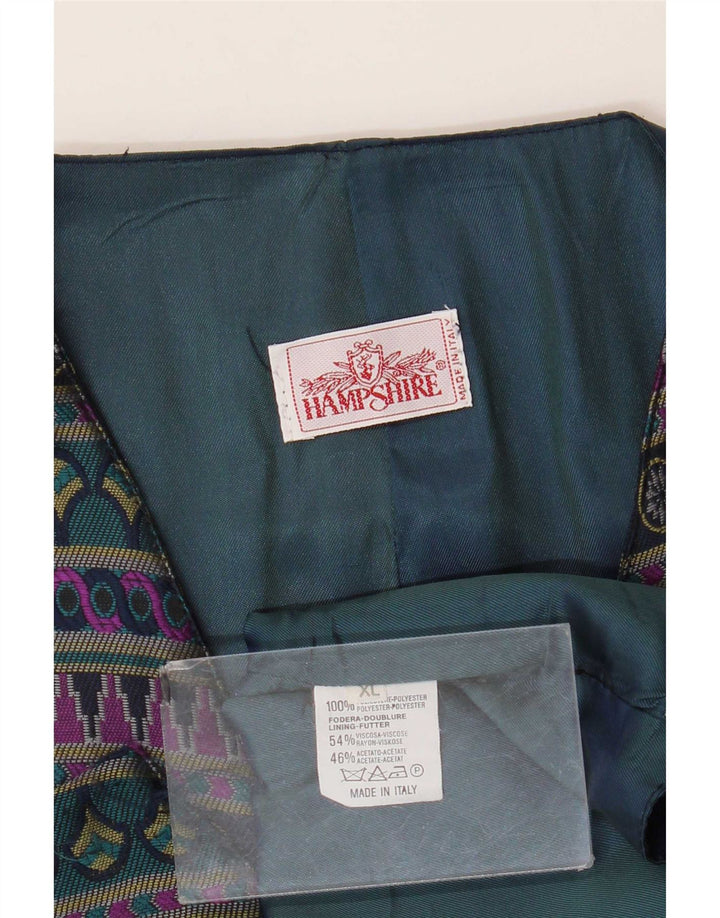 Vintage męska kamizelka XL granatowa geometryczna poliester