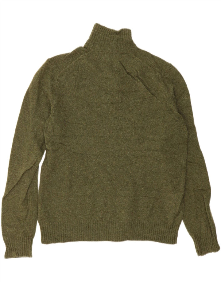 J. Crew Męski sweter z zamkiem błyskawicznym, średnio zielona wełna