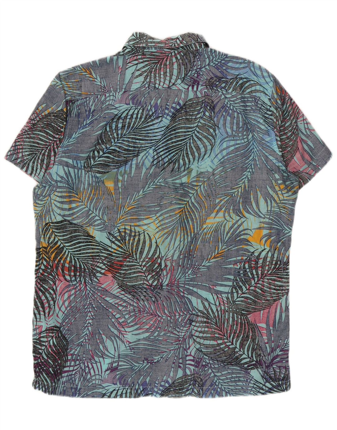 Męska koszula z krótkim rękawem Pull & Bear, duża, niebieska, bawełniana w kwiaty, hawajska