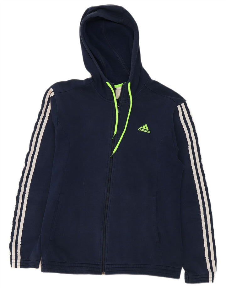 Adidas Męski sweter z kapturem i zamkiem błyskawicznym, średni granatowy, bawełniany