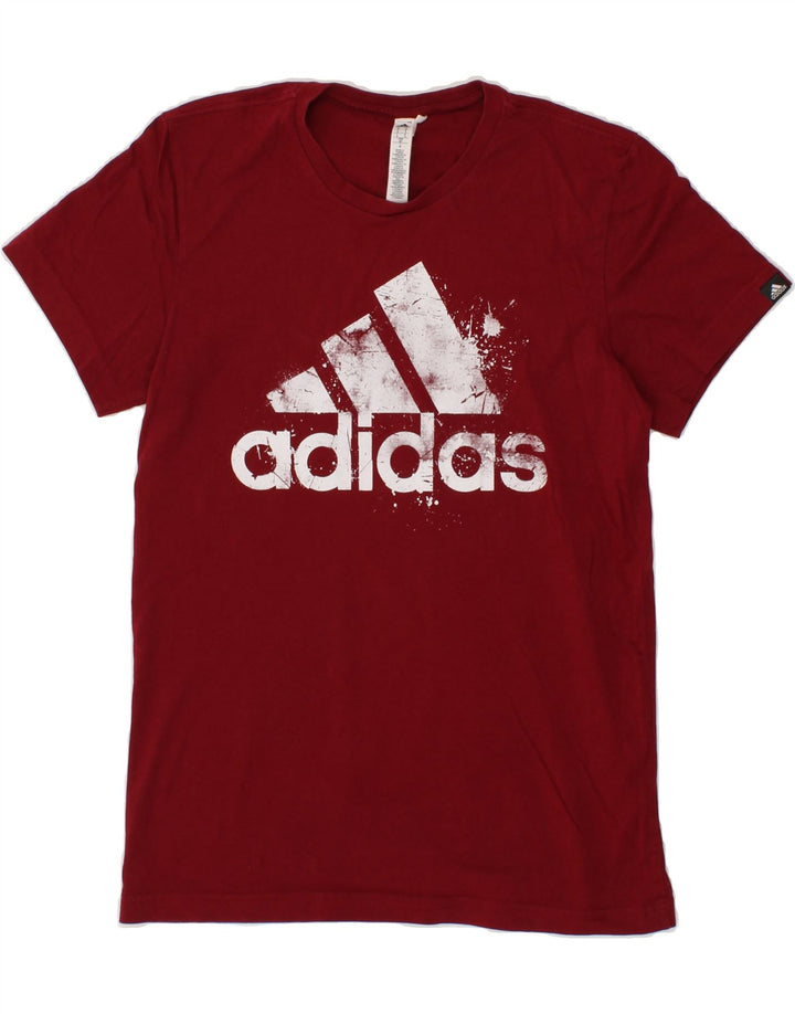 ADIDAS Mens Graphic T-Shirt Top Small Red Cotton Vintage Adidas and Second-Hand Adidas from Messina Hembry 
