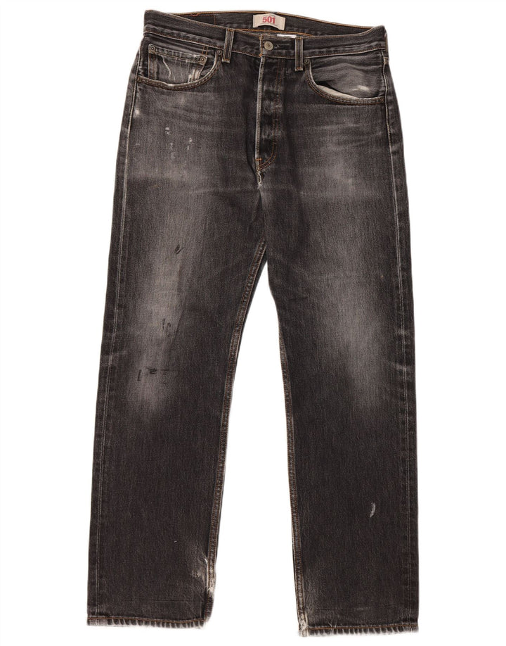 LEVI'S Mens 501 Straight Jeans W32 L32 Black Cotton