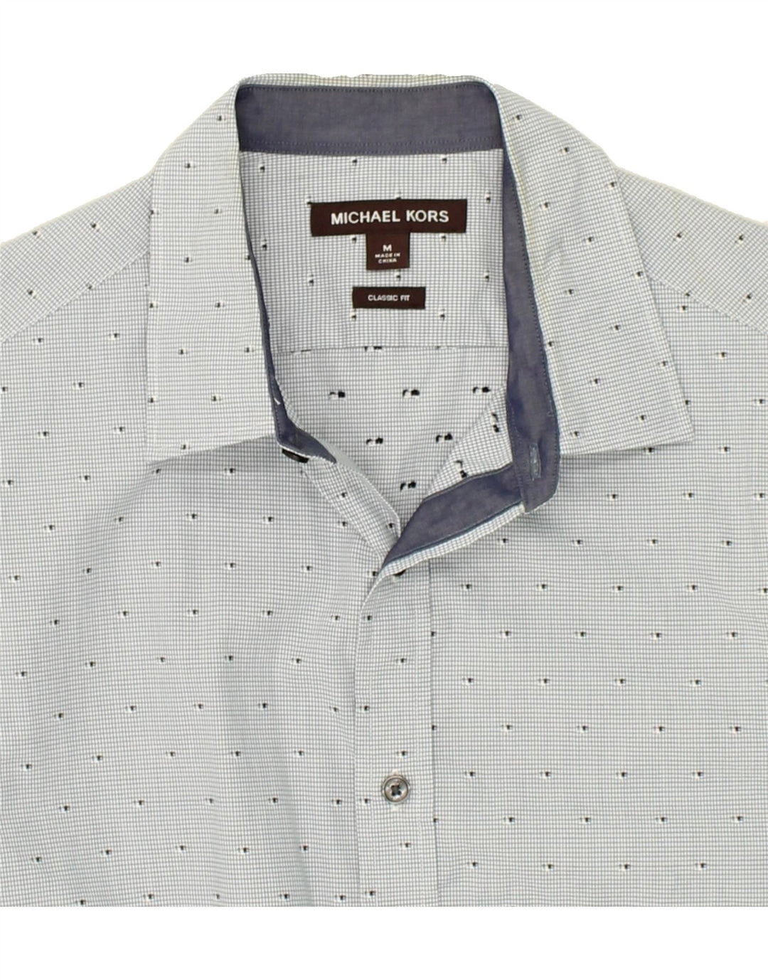 MICHAEL KORS Mens Classic Fit Shirt Medium Blue Spotted Cotton Vintage Michael Kors and Second-Hand Michael Kors from Messina Hembry 