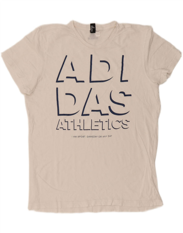 Męska koszulka z grafiką Adidas, duża, biała