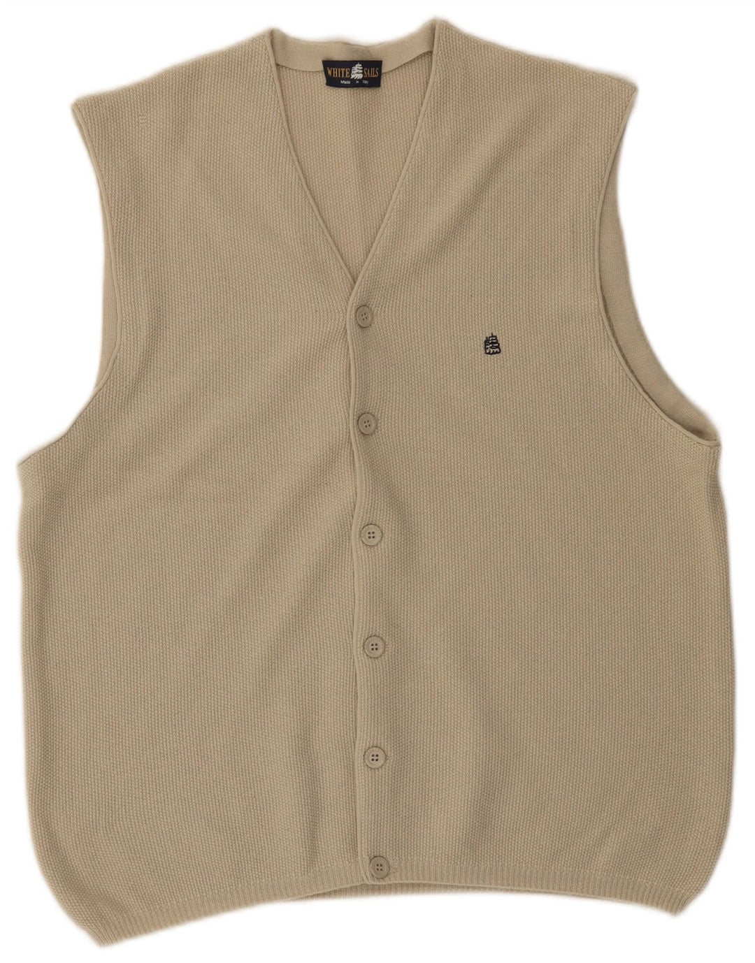 Męski sweter bez rękawów White Sails w kolorze średniej beżowej wełny
