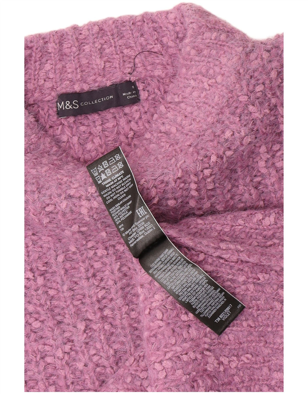 Marks & Spencer Damski sweter z dekoltem w łódkę, UK 8, mały, fioletowy poliester