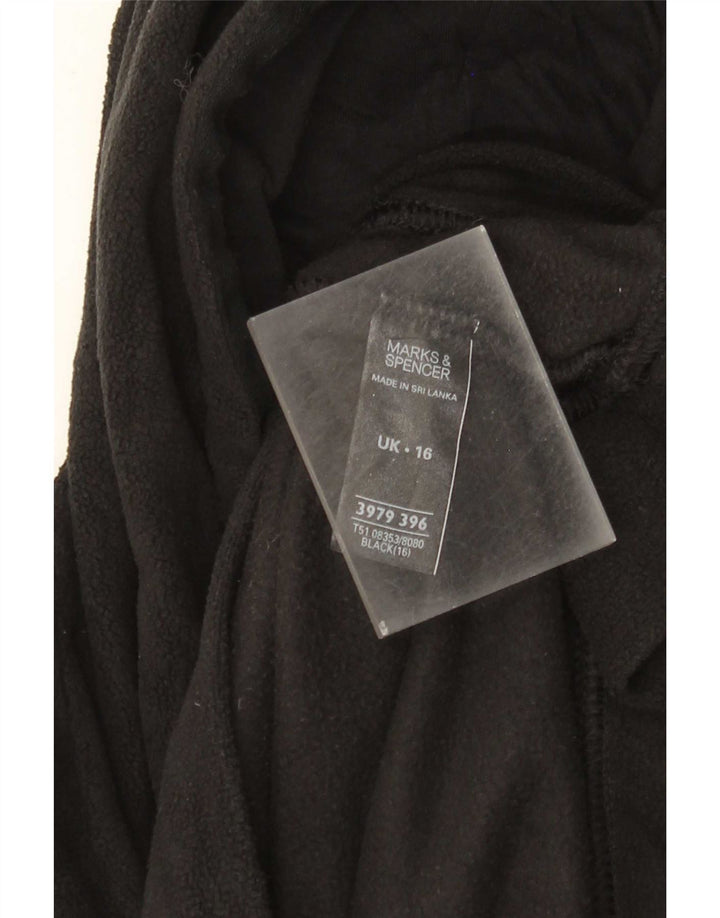 Marks & Spencer Damski sweter polarowy z kapturem, UK 16, duży, czarny poliester