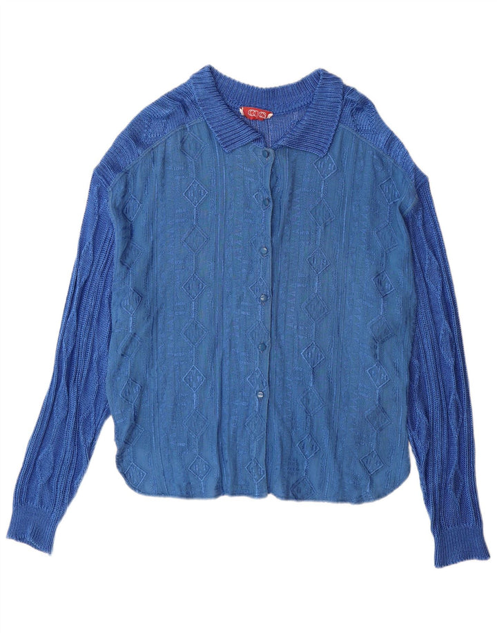 Sweter damski w stylu vintage IT 44 Średni niebieski, geometryczny wiskoza
