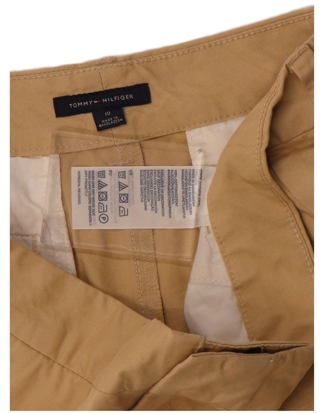 Damskie spodenki Chino TOMMY HILFIGER US 10 Large W34 Beżowa bawełna