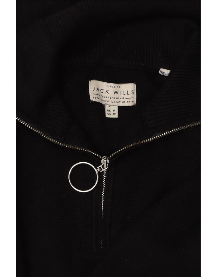 JACK WILLS Damski sweter oversize z zamkiem błyskawicznym UK 14, duży, czarny