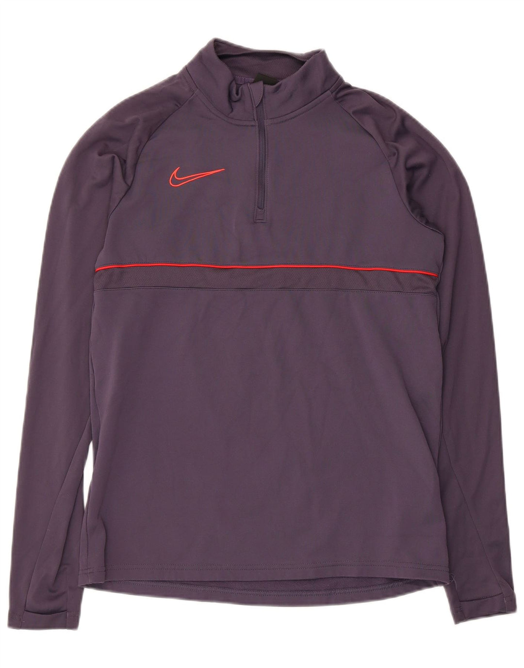 Męski dres Nike Dri Fit z zamkiem błyskawicznym na szyi i małym fioletowym poliestrem
