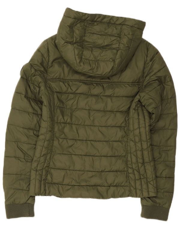 Damska ocieplana kurtka z kapturem Hollister UK 10, mała, nylon w kolorze khaki