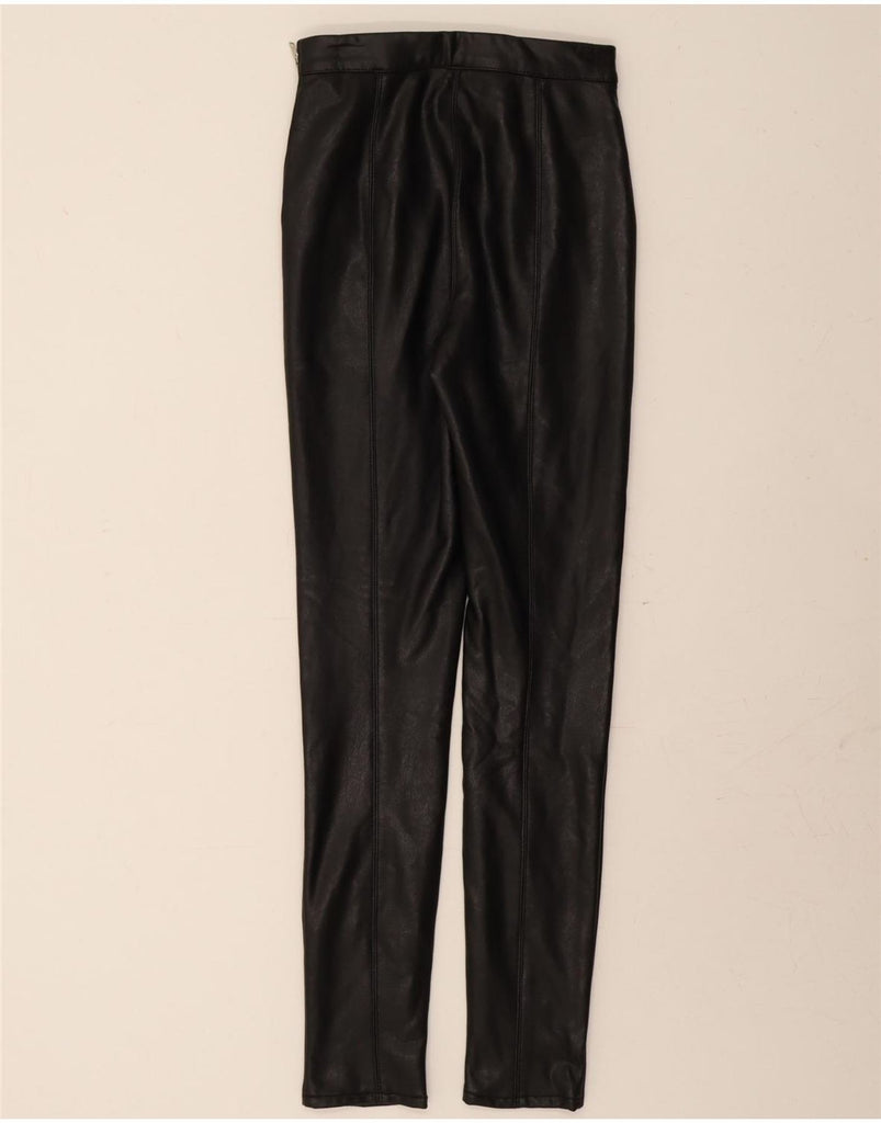MISS SELFRIDGE Womens Skinny Faux Leather Trousers UK 6 XS W24 L29 Black Vintage Miss Selfridge and Second-Hand Miss Selfridge from Messina Hembry 