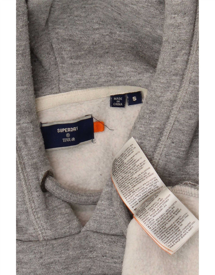 Męski sweter z kapturem Superdry, mały, szary, bawełniany w cętki