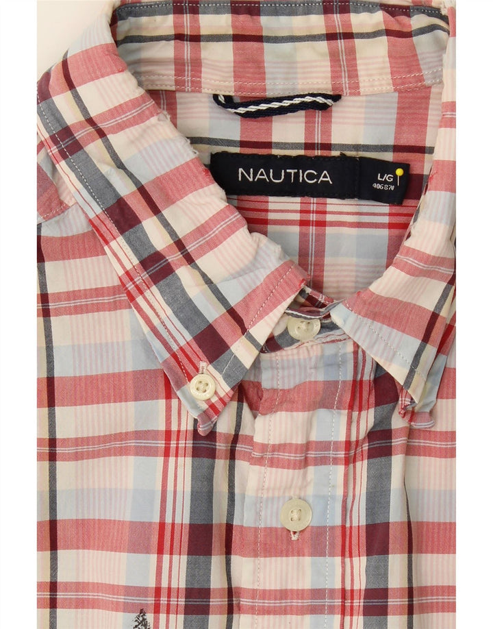 NAUTICA Mens Short Sleeve Shirt Large Red Check Cotton Vintage Nautica and Second-Hand Nautica from Messina Hembry 