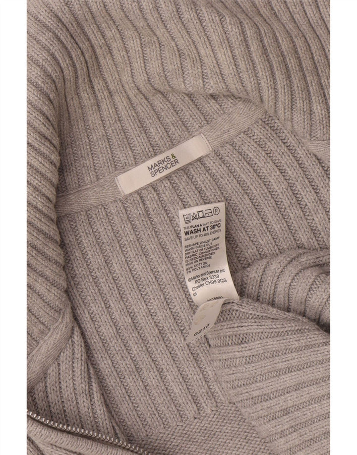 Marks & Spencer Damski sweter rozpinany UK 14, duży, szary, bawełniany