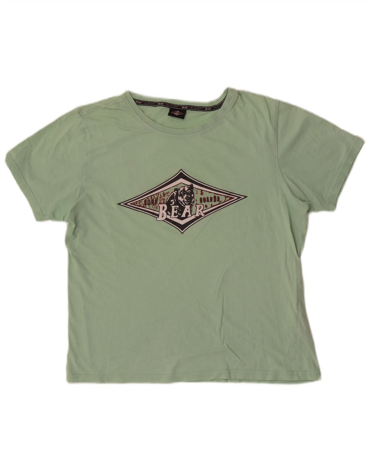 Męski T-shirt z grafiką Bear, średni zielony
