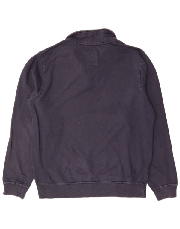 CREW CLOTHING Męski sweter z zamkiem błyskawicznym, duży, granatowy, bawełniany