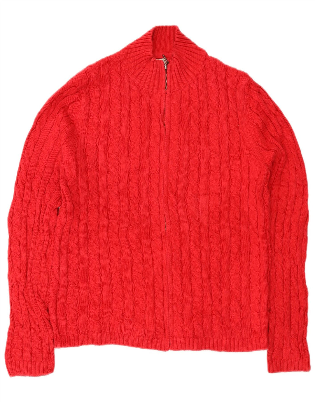 Damski sweter rozpinany L.L.Bean z zamkiem błyskawicznym, UK 14, średnia czerwona bawełna
