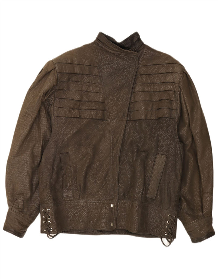 Vintage damska kurtka skórzana UK 20 2XL brązowa skóra