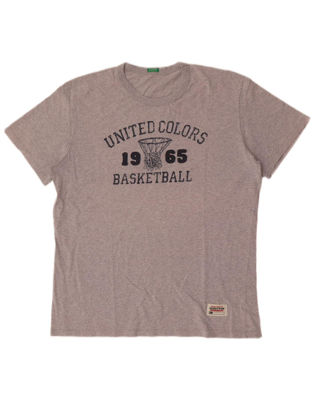 Męski T-shirt z grafiką Benetton, duży, szary, nakrapiany