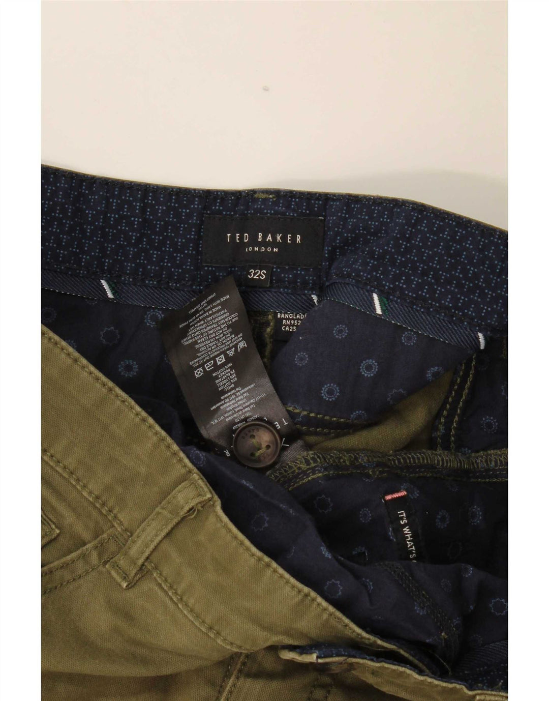 Męskie spodnie typu slim casual Ted Baker W32 L29, bawełna khaki