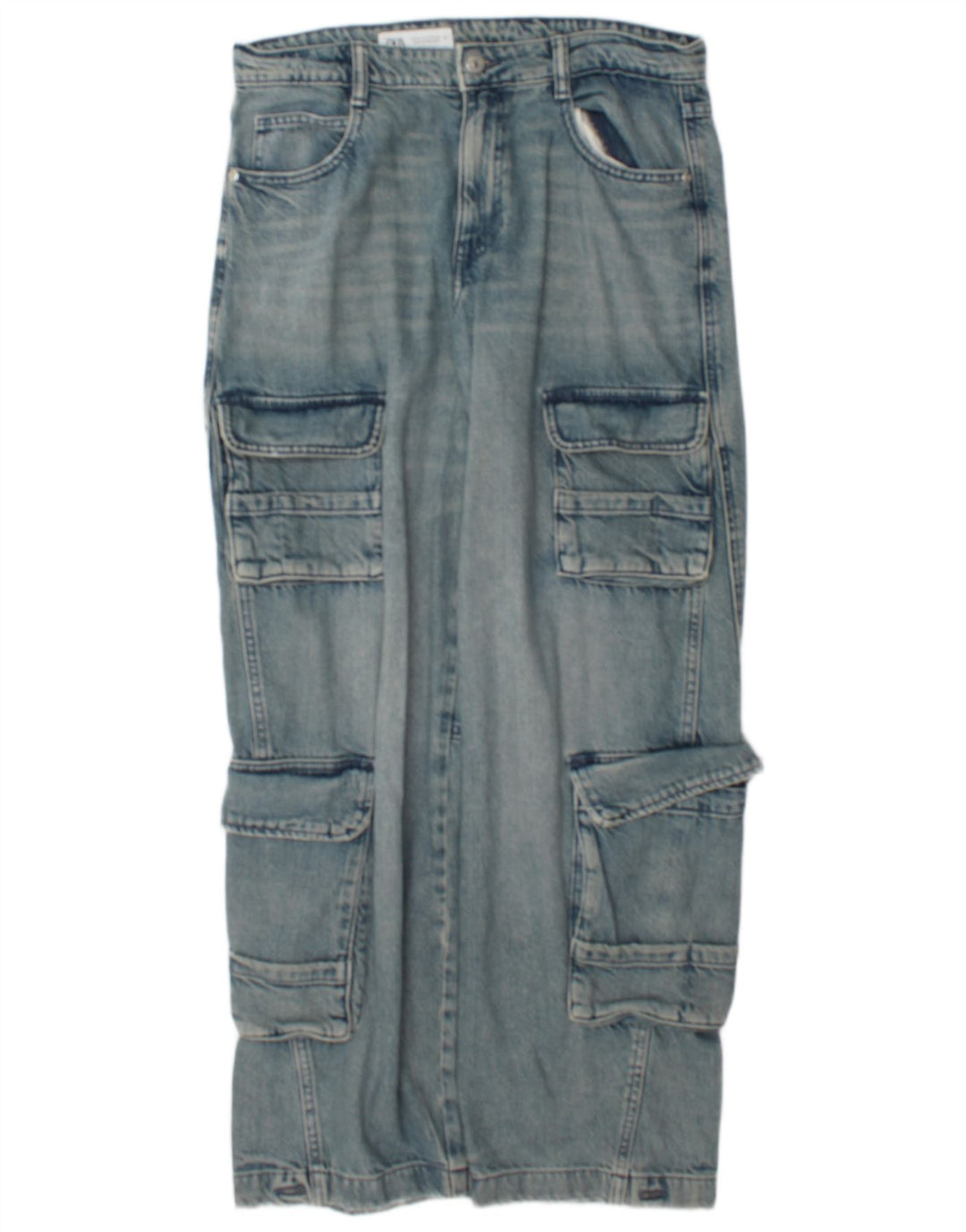 Dżinsy damskie Zara Cargo Straight EU 38 Small W28 L31 Niebieskie