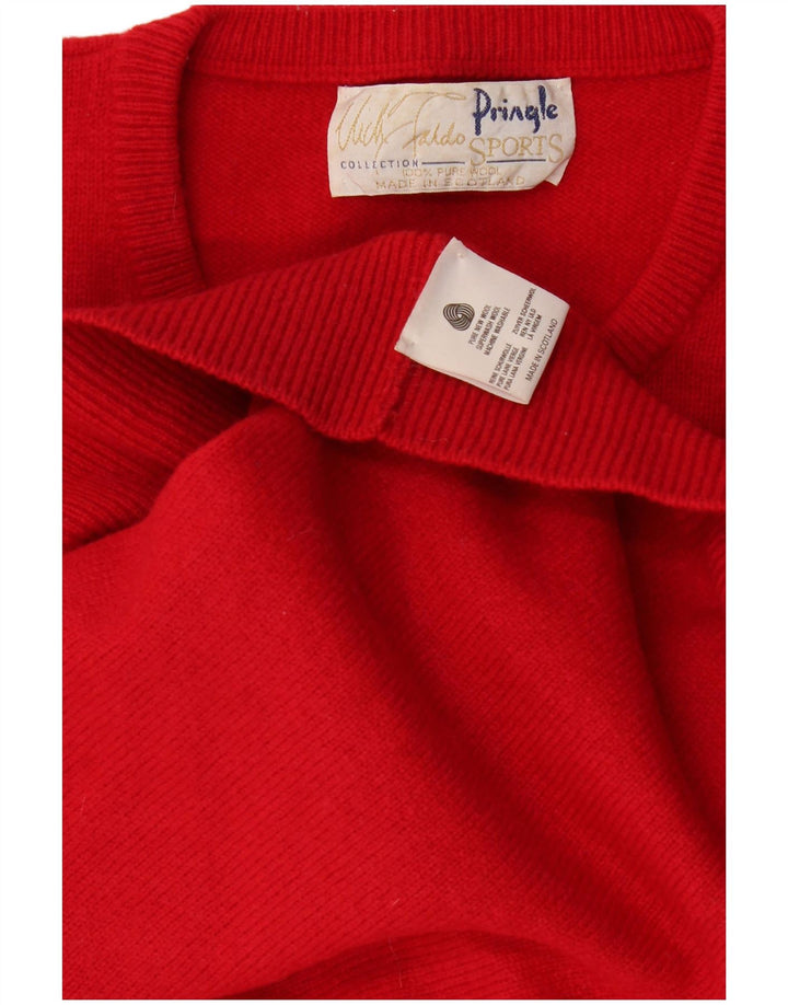 Męski sweter Pringle z graficznym wycięciem pod szyją XL, czerwona, nowa wełna