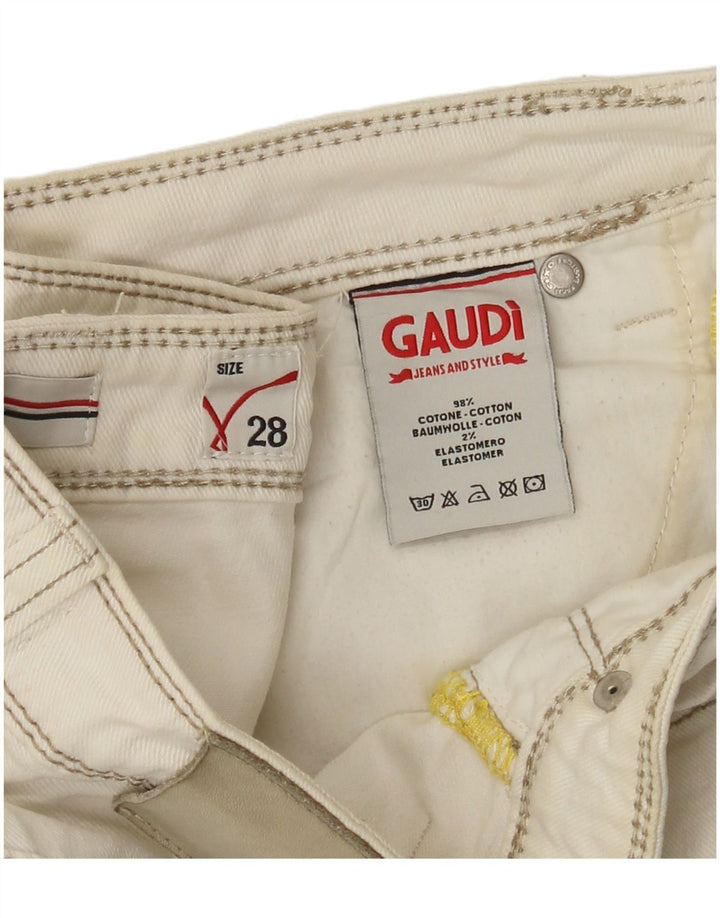 Damskie spodenki jeansowe Gaudi W28 Średnie złamane białe bawełniane