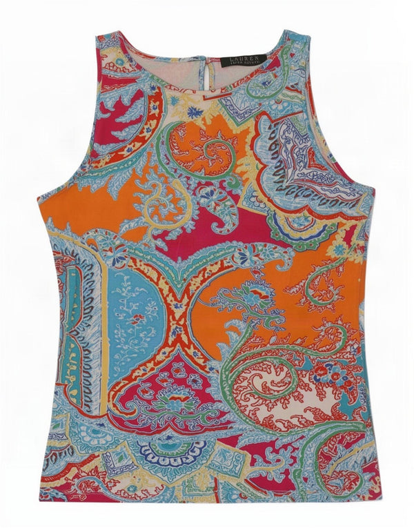 Damska bluzka bez rękawów Ralph Lauren Top UK 10, mała, wielobarwna paisley