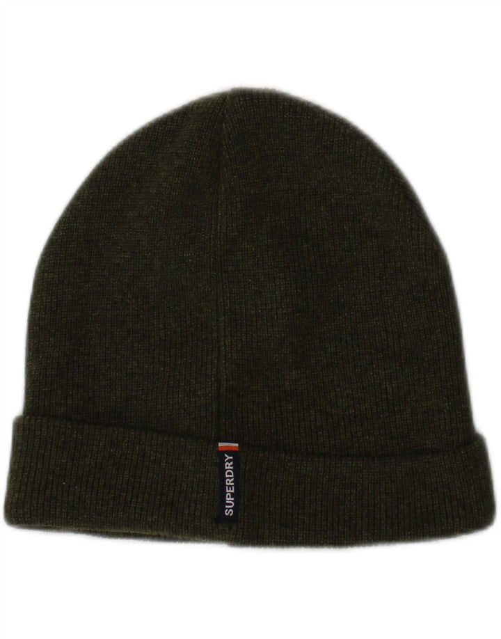 SUPERDRY Mens Beanie Hat One Size Khaki Cotton
