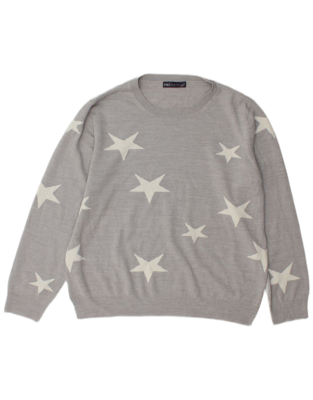 Marks & Spencer Damski sweter z okrągłym dekoltem, UK 16, duży, szary