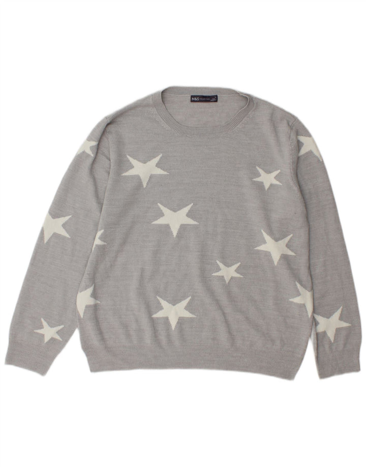 Marks & Spencer Damski sweter z okrągłym dekoltem, UK 16, duży, szary