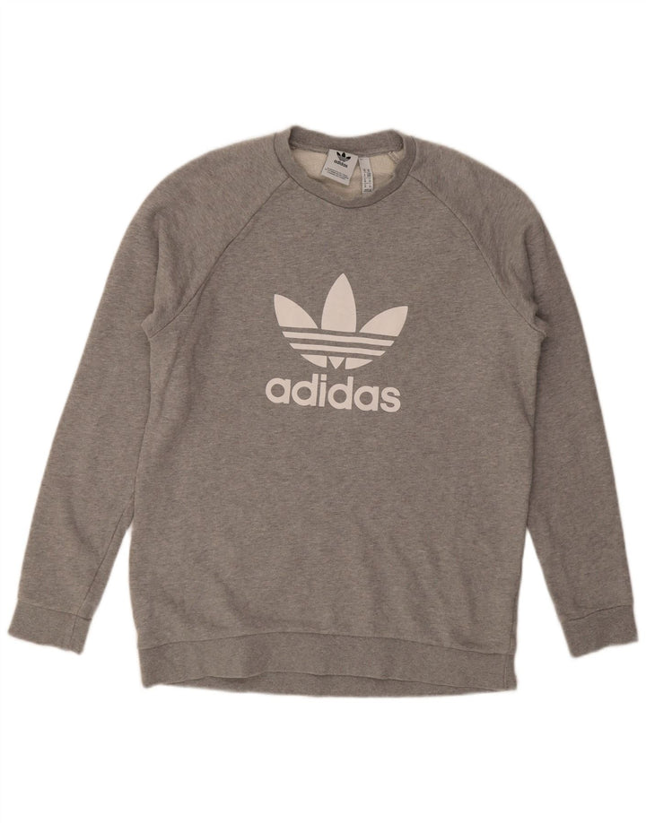 Męska bluza Adidas z grafiką, średnia szara bawełna