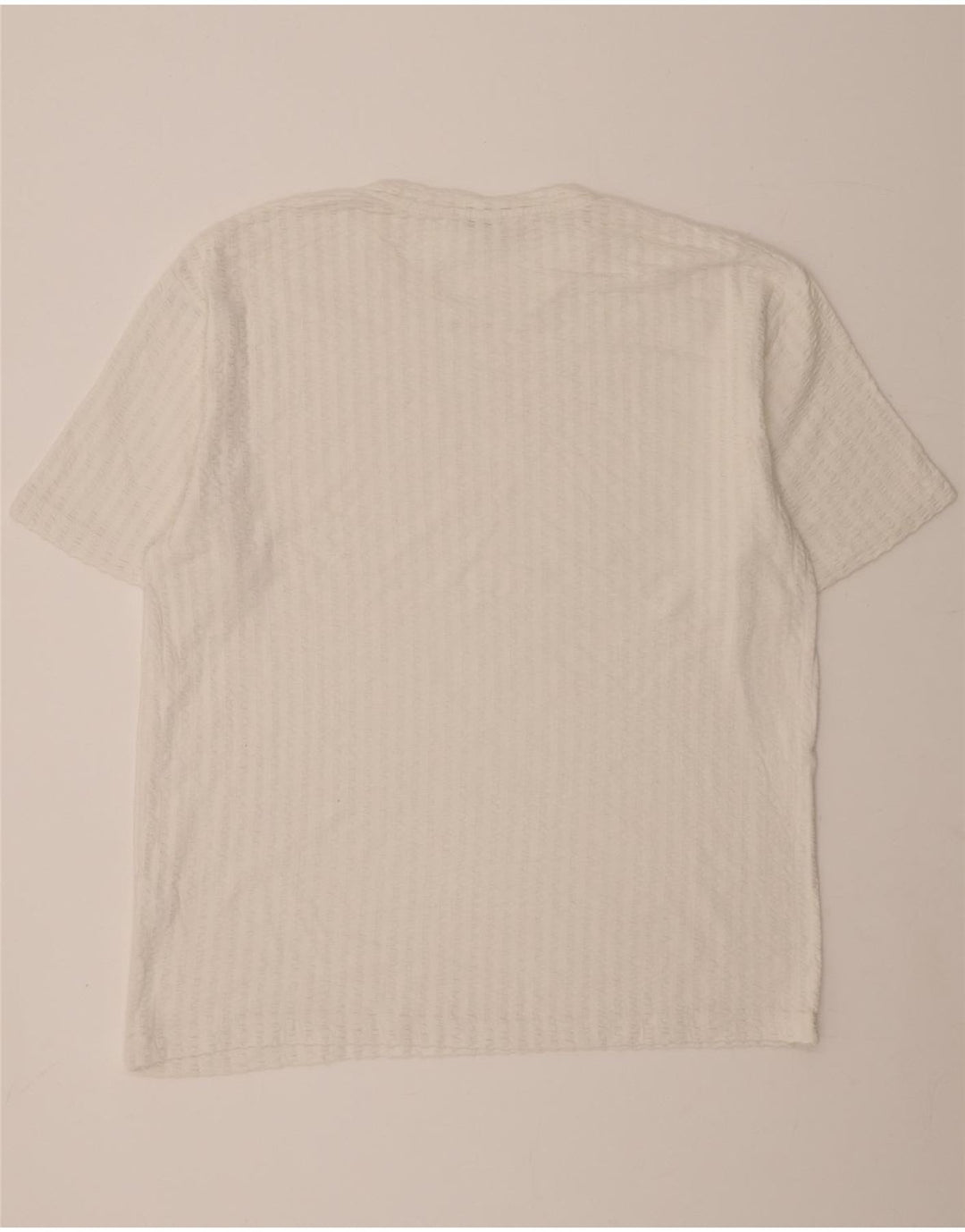 ZARA Mens T-Shirt Top XL White Striped Cotton Vintage Zara and Second-Hand Zara from Messina Hembry 
