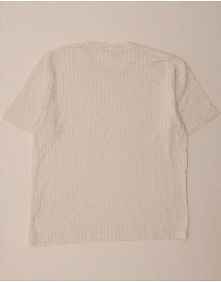 ZARA Mens T-Shirt Top XL White Striped Cotton Vintage Zara and Second-Hand Zara from Messina Hembry 